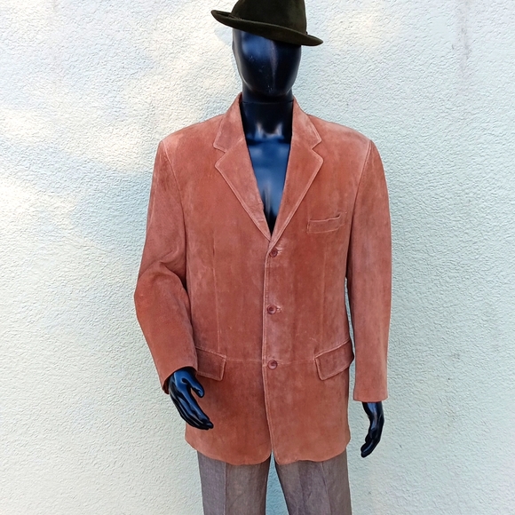 J. FERRAR MEN'S GENUINE RAW SUEDE LEATHER BLAZER/COAT - Picture 4 of 17